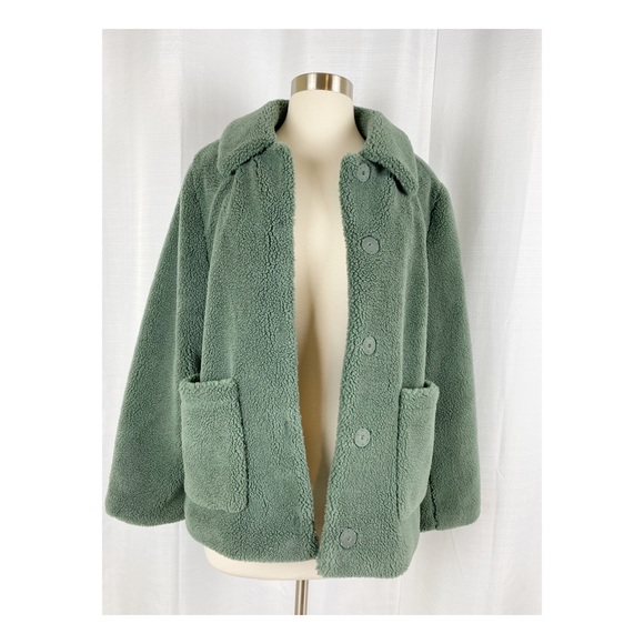 Rebecca Minkoff Harley Teddy Coat Jacket Size Large Green NWT - Picture 7 of 10